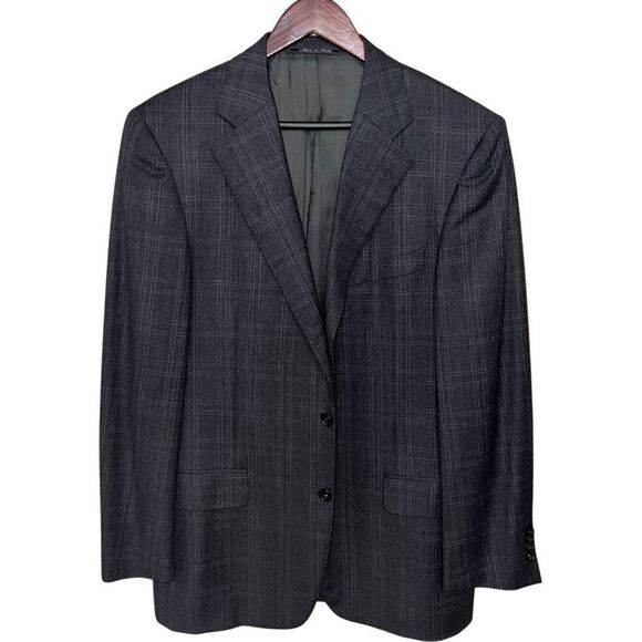 Ermenegildo Zegna Men’s Suit Jacket Blazer 42L Gray Plaid Three Button Wool Ital - Picture 1 of 5